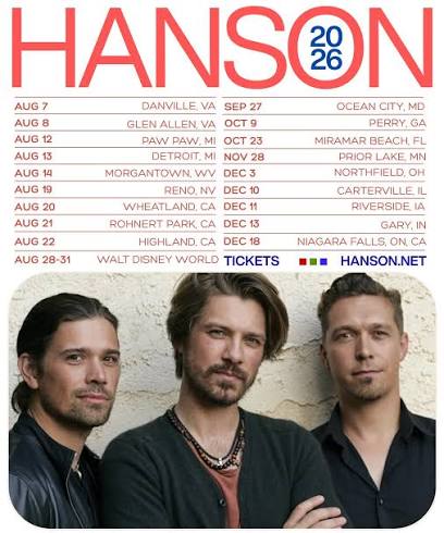 Hanson concert tour poster 2026